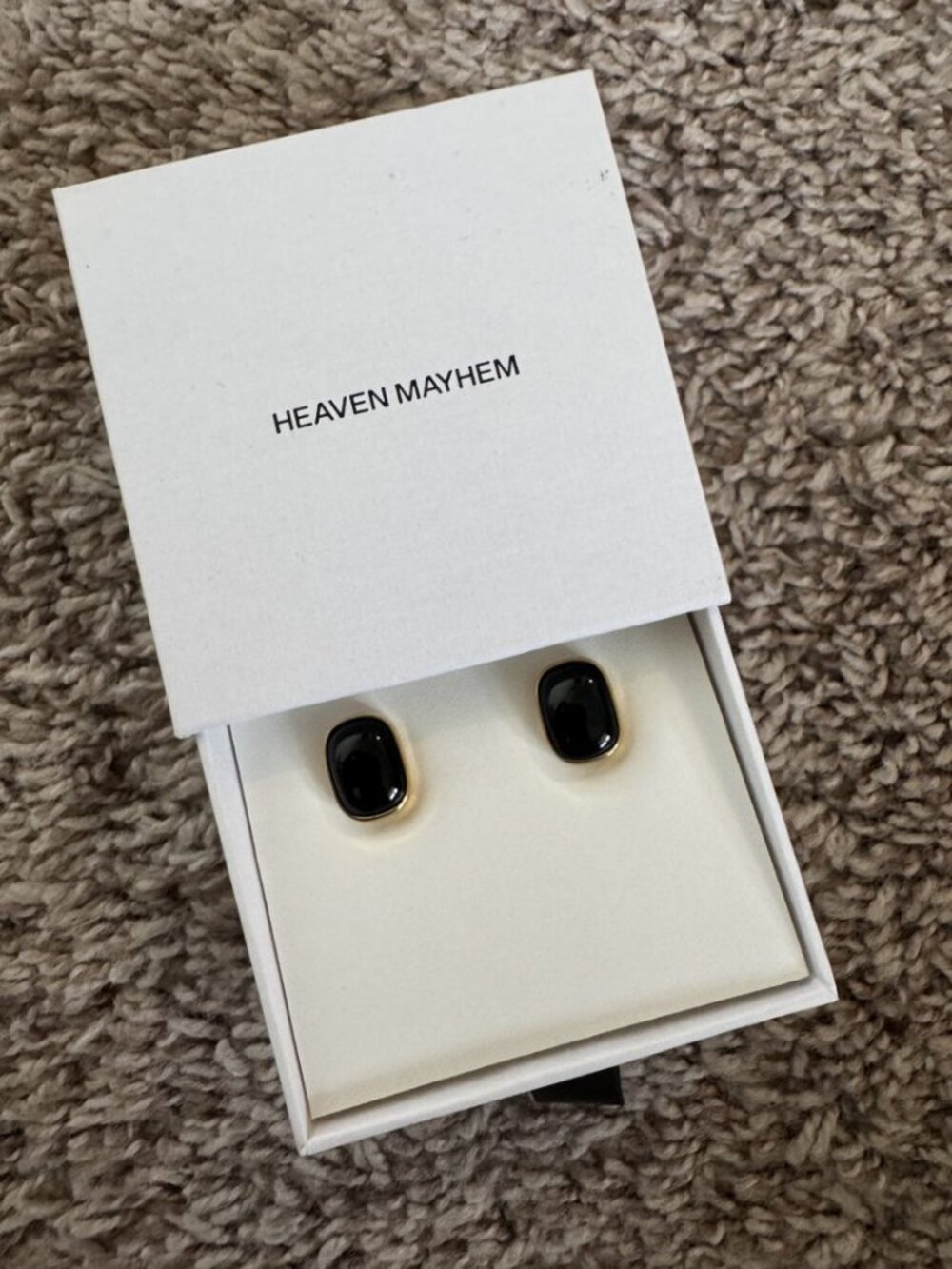 Heaven Mayhem Archer Stud Earrings Gold Black Enamel